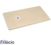 Plato de ducha 90x100 cm línea vulcanoplano marfil claro ral 1015 en resina sintética y polvo de mármol con desagüe libre - frascio
