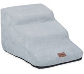 Relaxdays escalera para perros, 3 peldaños, escalón mascotas, gatos, cama y sofá, 33x41x54 cm, gris