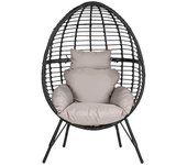 Sillón de jardín dkd home decor 90 x 65 x 151 cm negro gris metal ratán sintético
