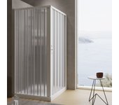 Mampara de ducha plegable de esquina 70x70 cm de pvc mod. aster con apertura central