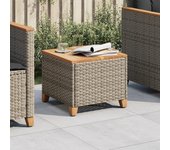 Mesa de jardín gris 45x45x37 cm trenzada de resina y madera de acacia