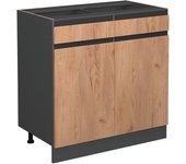 Vicco mueble bajo de cocina r-line, roble dorado, 80 cm en forma de j, sin encimera