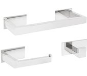 Valaz accesorios de baño adhesivos pegados sin taladro cromado cuadrados toallero 30cm+ percha+ portarollos - 2perchas