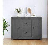 Aparador | aparador de comedor | armario de cocina de madera maciza de pino gris 100x35x74 cm cfw12629