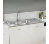 Maison exclusive - fregadero de cocina doble seno acero inoxidable 1200x600x155 mm