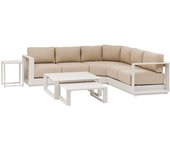 Hespéride - conjunto de muebles de jardín esquinero allure avena 5 plazas de aluminio y poliéster