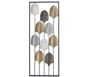 Decoración de pared dkd home decor negro metal multicolor moderno hoja de planta (35 x 2 x 90 cm)