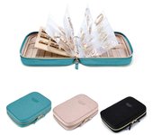 Organizador de joyas de viaje de 3 piezas, organizador de joyas portátil multizona, verde negro rosa