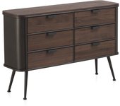 Cómoda metálica con encimera y 6 cajones de madera