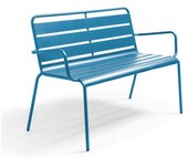 Banco de jardín de metal azul pacífico, palavas - oviala