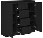 Aparador | aparador de comedor | armario de cocina con cajones roble negro 100,5x35x98,5 cm cfw43057