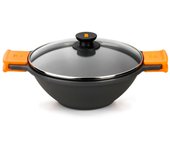 Bra efficient - wok cacerola cóncava 32 cm con rejilla y asas. inducción y horno