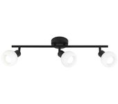 Regleta de 3 luces modelo opal negro con tulipas esfericas