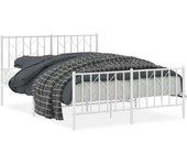Cama matrimonial | cama para adultos | estructura cama metal con cabecero y estribo blanco 135x190 cm cfw311591