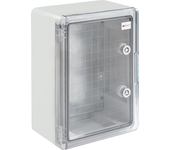 Caja eléctrica vacía de abs impermeable con puerta transparente, placa de montaje galvanizada y sistema de cierre seguro - al. 35 x an. 25 pr. 15 cm