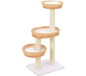 Rascador para gatos con nicho, juguete de peluche en madera de sauce de sisal natural 3702244