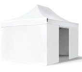 3x4,5 m carpa plegable, premium acero 40mm, laterales sin ventana, blanco