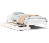 Estructura cama con cajones madera maciza pino blanco 90x200 cm