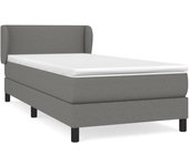 Cama con somier tapizado y colchón de tela gris oscuro 90x190 cm