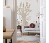 Papel pintado panoramico patrón gráfico de planta blanco 375x250cm