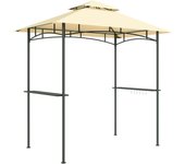 Cenador de jardín led bbq 240 x 150 x 258 cm ignífugo e impermeable con doble techo y marcos laterales (beige)