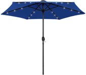 Sombrilla con led y alfombra de aluminio 270 cm azul celeste