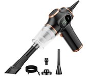 Aspiradora de mano negra, inalámbrica, con carga usb, portátil de alta potencia.