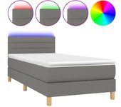 Somier de láminas con colchón y led gris oscuro 90x200cm