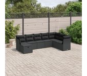 Conjunto de muebles de jardín vidaxl de 8 piezas con cojines negros de mimbre
