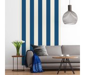 Papel pintado panorámico, rayas azules, espíritu marino, tendencia rayas, 250 cm x 150 cm