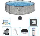 Paquete de piscina - bestway - alrededor - 488x488x122 cm + accesorios cb31