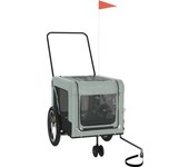 Remolque de bicicleta mascotas hierro tela oxford gris negro cfw34398