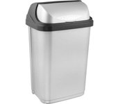 Cubo de basura con tapa deslizante, 25 l, rasmus, plateado