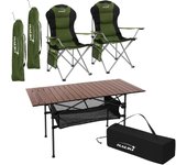 Hauki juego de muebles de camping 3pcs. mesa de camping plegable marrón con 2 sillas de camping caqui
