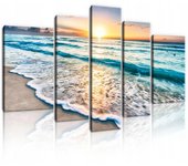 Impresión en lienzo playa mar naturaleza paisaje moderno 170x100 cm - 5 piezas xxl cuadro decoración de pared dormitorio