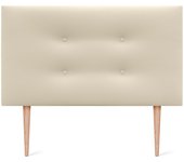 Dhome cabecero de polipiel premium pro con 2 hileras de botones y patas cabezal tapizado cama lujo (vainilla, 105cm)