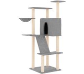 Rascador para gatos con postes de sisal gris claro 143 cm