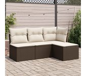 Set de sofás de jardín 4 piezas | conjunto de jardín de ocio | set de comedor de jardín y cojines ratán sintético marrón cfw486712