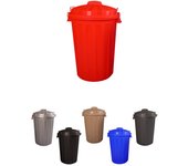 Cubo basura diseño moderno de plástico con tapadera | cubo resistente almacenaje y reciclar | 100 litros (rojo)