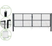 Puerta abatible de malla gris razo 4m alt.140cm