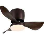 Narvi ventilador de techo de metal, color madera roble, 3 aspas, motor dc, luz led 15w. mando a distancia, regulable. ref: 899