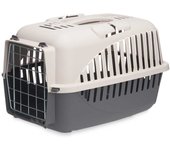 Transportín de mascotas portátil antracita, ideal para perros y gatos 46,5x32x32cm