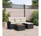 Set de muebles de jardín 5 piezas | conjunto de jardín de ocio | set de comedor de jardín y cojines ratán sintético negro cfw500160