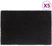Felpudo 5 uds negro 40x60 cm fibra de coco tufted