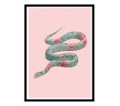 Art-poster - floral snake - paul fuentes - con marco negro 30 x 40 cm