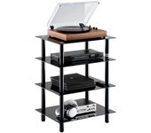 Vevor soporte multimedia de audio y vídeo vidrio templado de 4 capas con luz led dvd/caja de cable/consola juegos, estudio de juegos altura ajustable