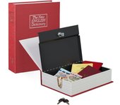 Relaxdays caja fuerte libro con candado, acero, rojo, 27 x 20 x 6.5 cm