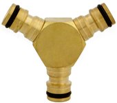 Amig - conector para manguera triple | derivación para conectores rápidos de mangueras | divide el flujo de agua en 2 direcciones | latón | mate