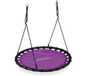 Relaxdays columpio jardín redondo ajustable para niños y adultos, hasta 100 kg, morado, ø 120 cm