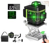 Nivel láser 4d de 16 líneas, autonivelante, resistente al agua, versátil, con cargador y bolsa de transporte, verde